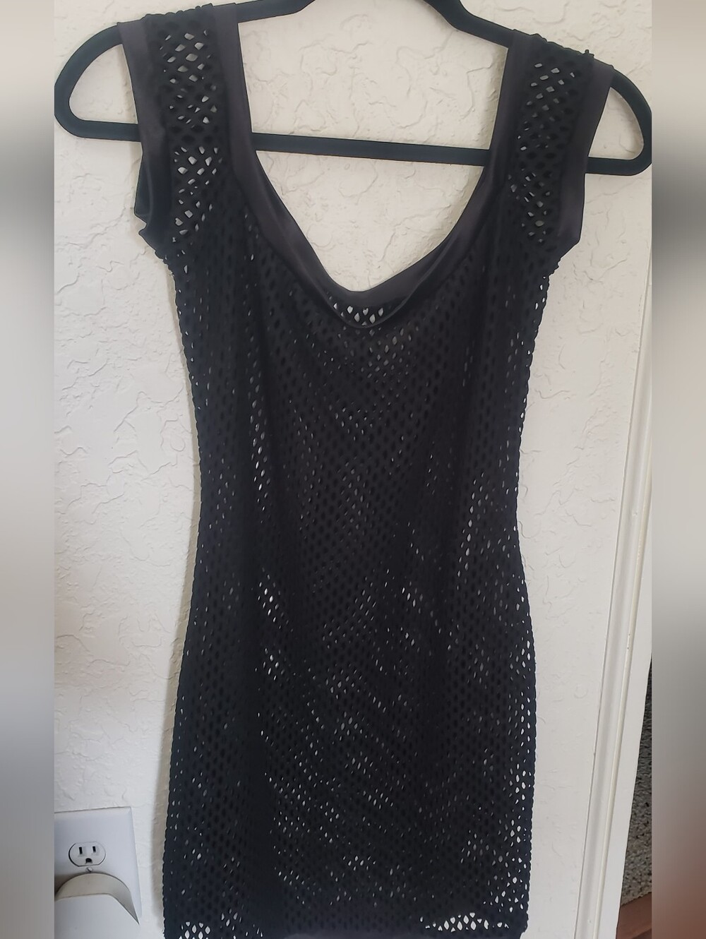 Classic Black Mesh Sheath Dress - Black